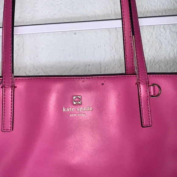 Kate Spade Pink Tote Bag Red Interior Large Shoulder Purse - Picture 9 of 16